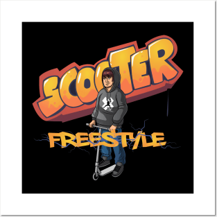 Freestyle scooter graffiti boy Posters and Art